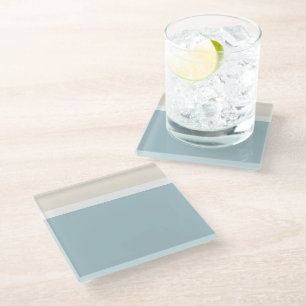 Posavasos De Vidrio Calma Costera Moderna Azul y Blanco Costero