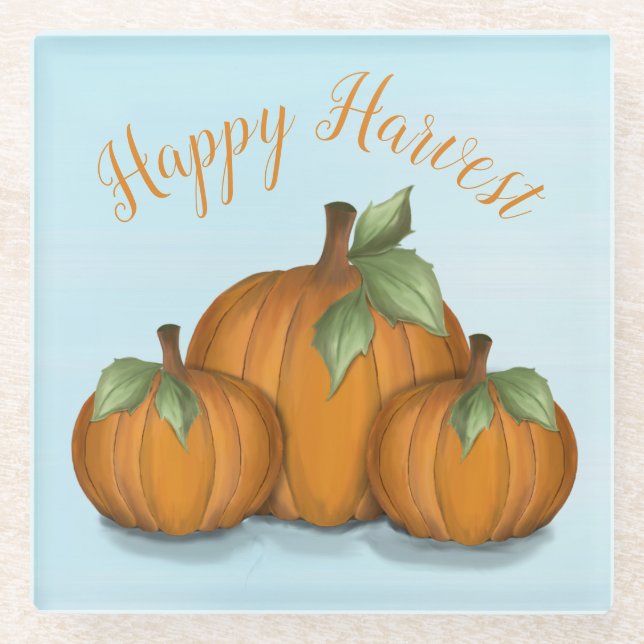 Posavasos De Vidrio Calzado de vidrio de calabazas pintadas (Anverso)