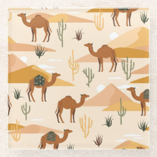 Posavasos De Vidrio Camels Dunes Cacti: el desierto sin mar