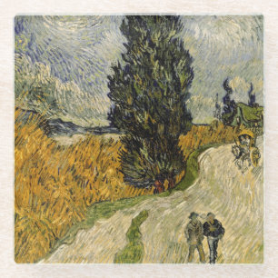Posavasos De Vidrio Camino con los cipreses, 1890 de Vincent van Gogh
