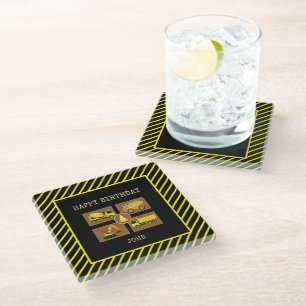 Posavasos De Vidrio Camión de construcción Niños Decoraciones Fiestas 