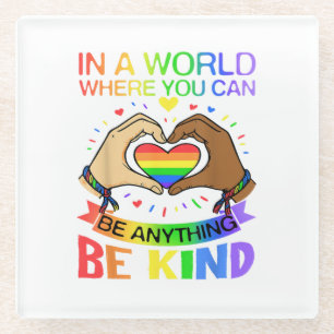 Posavasos De Vidrio Camiseta de Conciencia de Igualdad de Arcoiris de 