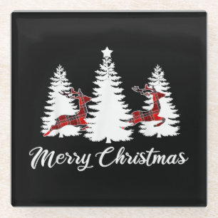 Posavasos De Vidrio Camiseta Feliz Navidad para Mujeres Cuadro de Búfa