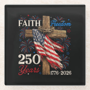 Posavasos De Vidrio Camisetas del 4 de Julio 250 Años Fe y Libertad Ch