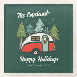 Posavasos De Vidrio Camper feliz personalizado