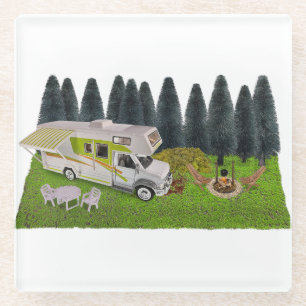 Posavasos De Vidrio Camper RV en el bosque