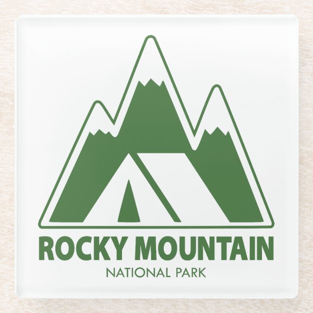 Posavasos De Vidrio Camping del Parque Nacional de las Montañas Rocky  (Anverso)