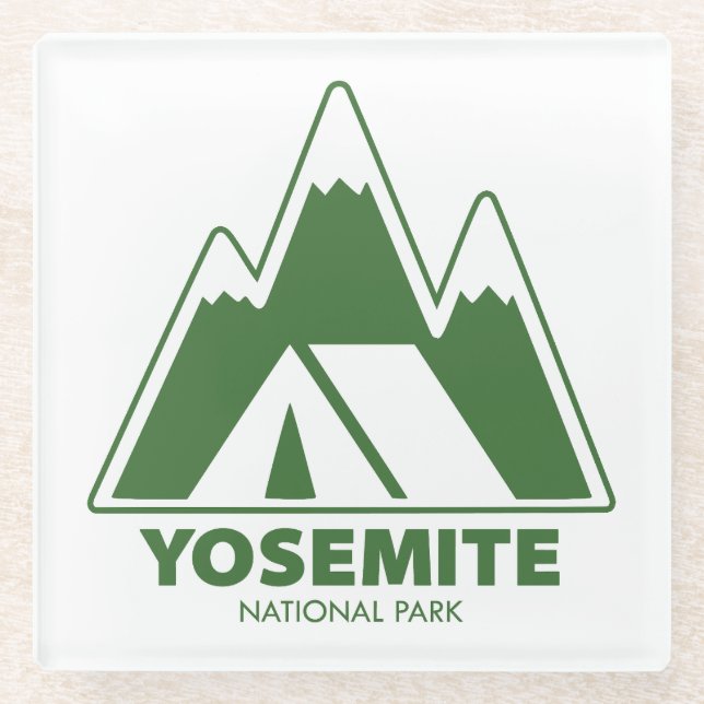 Posavasos De Vidrio Camping del Parque Nacional Yosemite (Anverso)