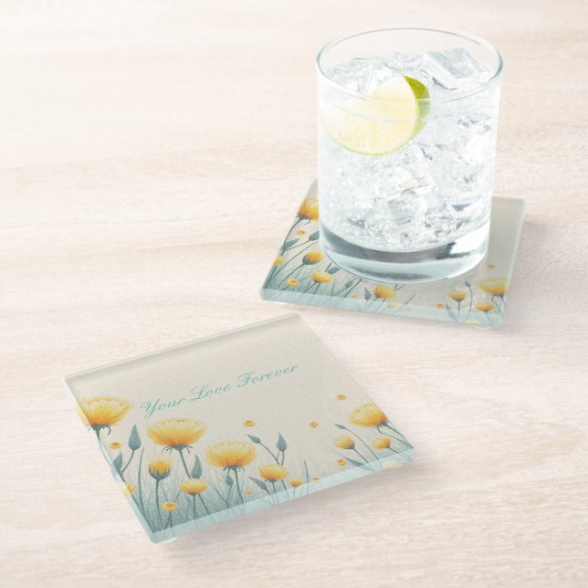 Posavasos De Vidrio Campo de amor eterno (Angular)