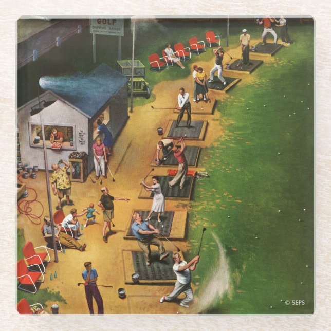 Posavasos De Vidrio Campo de golf de John Falter (Anverso)