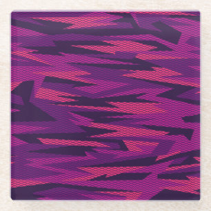 Posavasos De Vidrio Camuflaje a rayas: Patrón geométrico abstracto