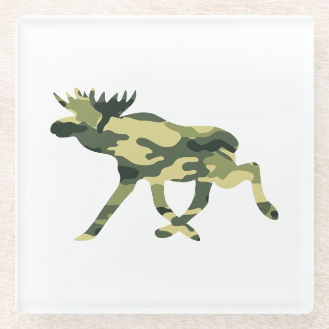 Posavasos De Vidrio Camuflaje de Moose / Elk Woodland / Camo (Anverso)