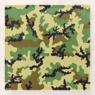 Posavasos De Vidrio Camuflaje de Woodland