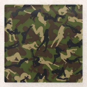 Posavasos De Vidrio camuflaje maderero