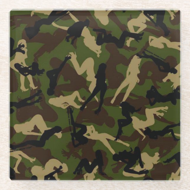 Posavasos De Vidrio camuflaje maderero (Anverso)