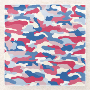 Posavasos De Vidrio Camuflaje rojo blanco y azul
