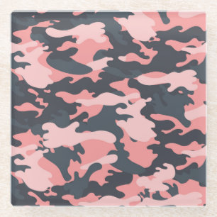 Posavasos De Vidrio Camuflaje rosado: patrón de cosecha clásico