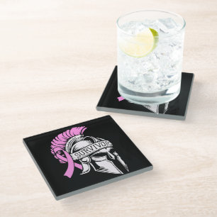 Posavasos De Vidrio Cáncer de Mama Superviviente