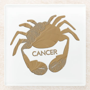 Posavasos De Vidrio Cáncer Zodiaco Cangrejo