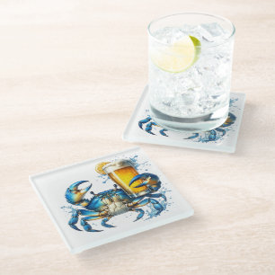 Posavasos De Vidrio Cangrejo azul