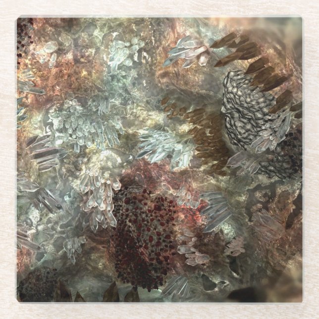 Posavasos De Vidrio Capas apagadas de cristales marrones (Anverso)