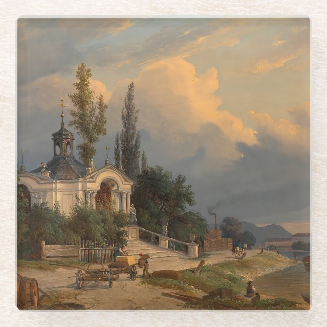 Posavasos De Vidrio Capilla de Johannes Nepomuk sobre el Schanzel (Anverso)