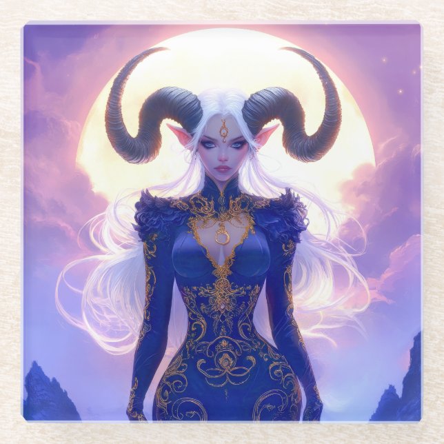 Posavasos De Vidrio Capricorn Woman (Anverso)