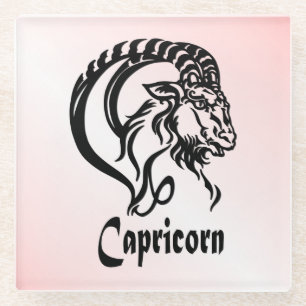 Posavasos De Vidrio Capricornio de la cabra del mar Zodiac