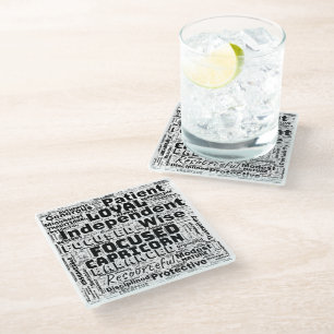 Posavasos De Vidrio Capricornio Inspiración en la nube de palabras zod