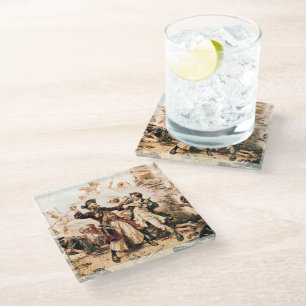 Posavasos De Vidrio Captura, Pirata Barbanegra, La Venganza de la Rein