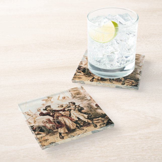 Posavasos De Vidrio Captura, Pirata Barbanegra, La Venganza de la Rein (Angular)