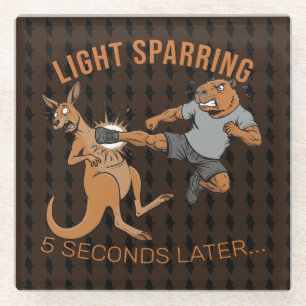 Posavasos De Vidrio Capybara divertido vs canguro ligero esparring MMA