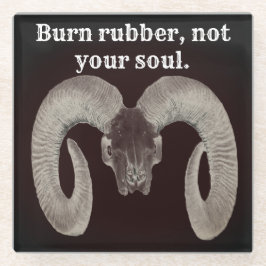 Posavasos De Vidrio Cara de cráneo de cabra y personalizada