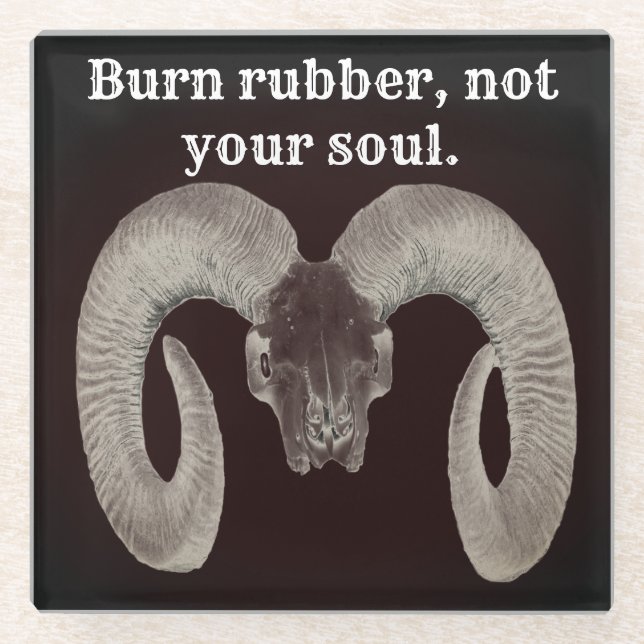 Posavasos De Vidrio Cara de cráneo de cabra y personalizada (Anverso)