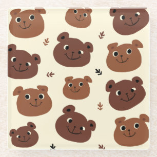 Posavasos De Vidrio Cara de oso divertida