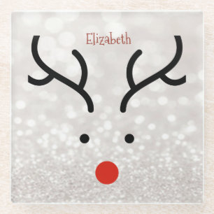 Posavasos De Vidrio Cara de reno adorable, Bokeh