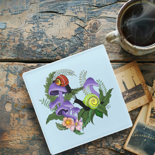 Posavasos De Vidrio Caracoles Cubanos Hongos Purpura