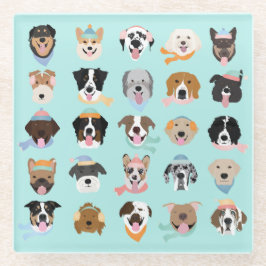 Posavasos De Vidrio Caras de perro de invierno