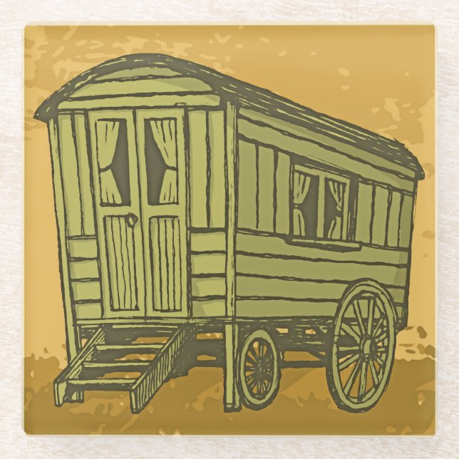Posavasos De Vidrio Caravana gitana (Anverso)