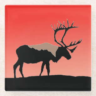 Posavasos De Vidrio Caribou at Sunset - Arte original de la vida salva