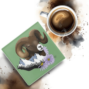 Posavasos De Vidrio Carnero Majestuoso Bighorn Marrón Oveja Montañas V