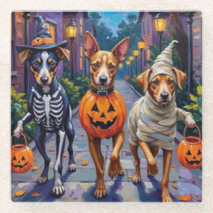 Posavasos De Vidrio Carolina pidiendo dulces con disfraz de Halloween