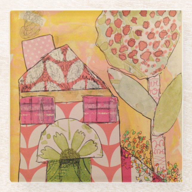 Posavasos De Vidrio Casa de medios mixta (Anverso)