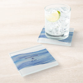 Posavasos De Vidrio Casas cueva de color de agua para cabañas de playa