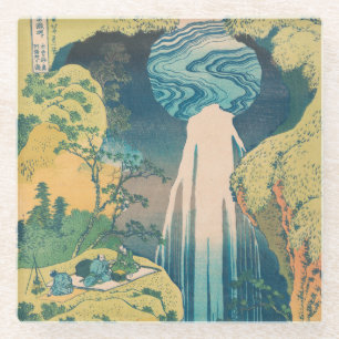 Posavasos De Vidrio Cascada Amida de Hokusai Japón Cascada