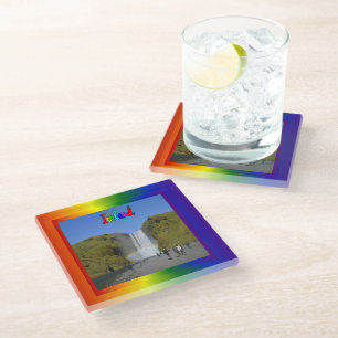 Posavasos De Vidrio Cascada arcoiris de Islandia