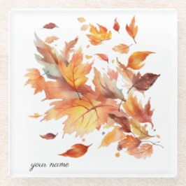 Posavasos De Vidrio Cascada de arce de brisa de otoño, personalizado