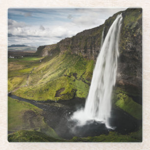 Posavasos De Vidrio Cascada el   Islandia de Seljalandsfoss