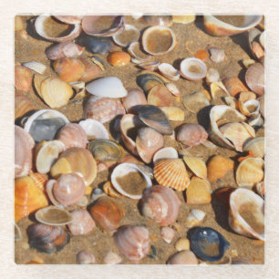 Posavasos De Vidrio Cáscaras en una playa de Sandy el   Andalucía,