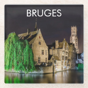 Posavasos De Vidrio Casco antiguo de Brujas y torre Belfry